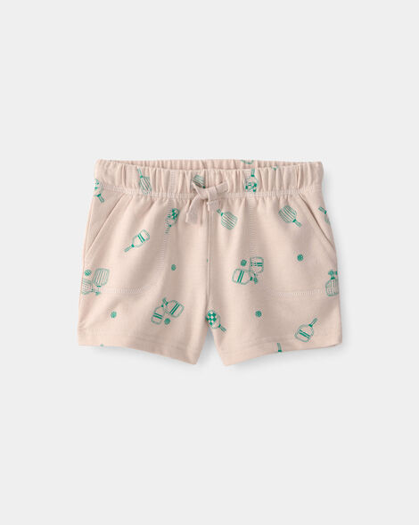 baby boy pickleball french terry shorts - brown