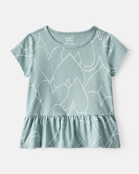 Product image 1 of Toddler Girl Heart Print Short-Sleeve Top - Green