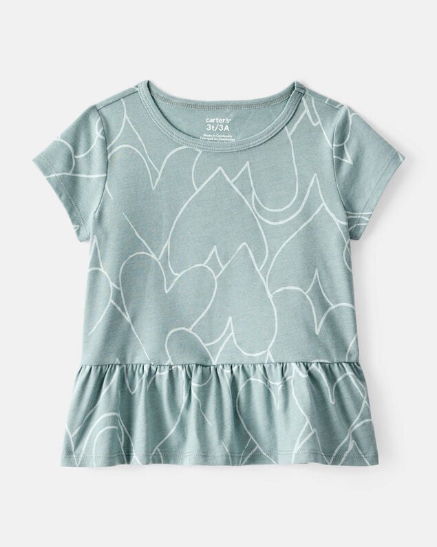 Product image 1 of Toddler Girl Heart Print Short-Sleeve Top - Green