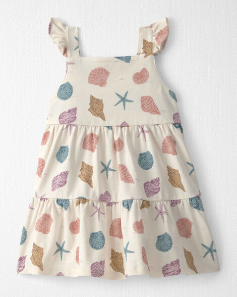 Baby Girl Organic Cotton Tiered Dress in Seashells