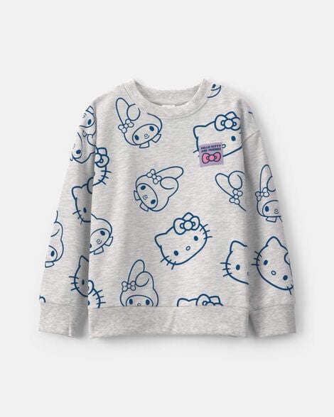 girls hello kitty® fleece pullover sweatshirt - grey