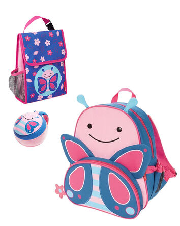 Little Kid 3-Piece Butterfly Backpack, Lunch Box & Snack Cup Set
