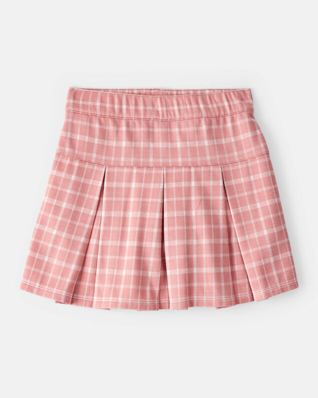 Product image 1 of Kid Plaid Pleated Pull-On Skort - Pink