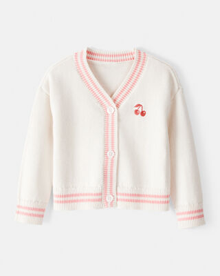Product image 1 of Toddler Girl Cherry Cotton Long-Sleeve Sweater - Ivory