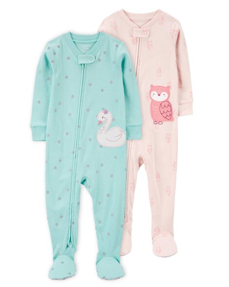  Product image 2 of Toddler 2-Pack Cotton Rib 1-Piece Footie Pajamas