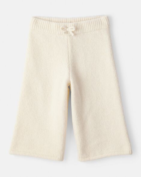 Baby Girl Wide-Leg Sweater Knit Pants - Ivory