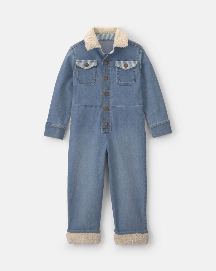 OshKosh B'gosh Toddler Boy Teddy Fleece Long-Sleeve Denim Jumpsuit - Medium Wash 2T Medium Wash