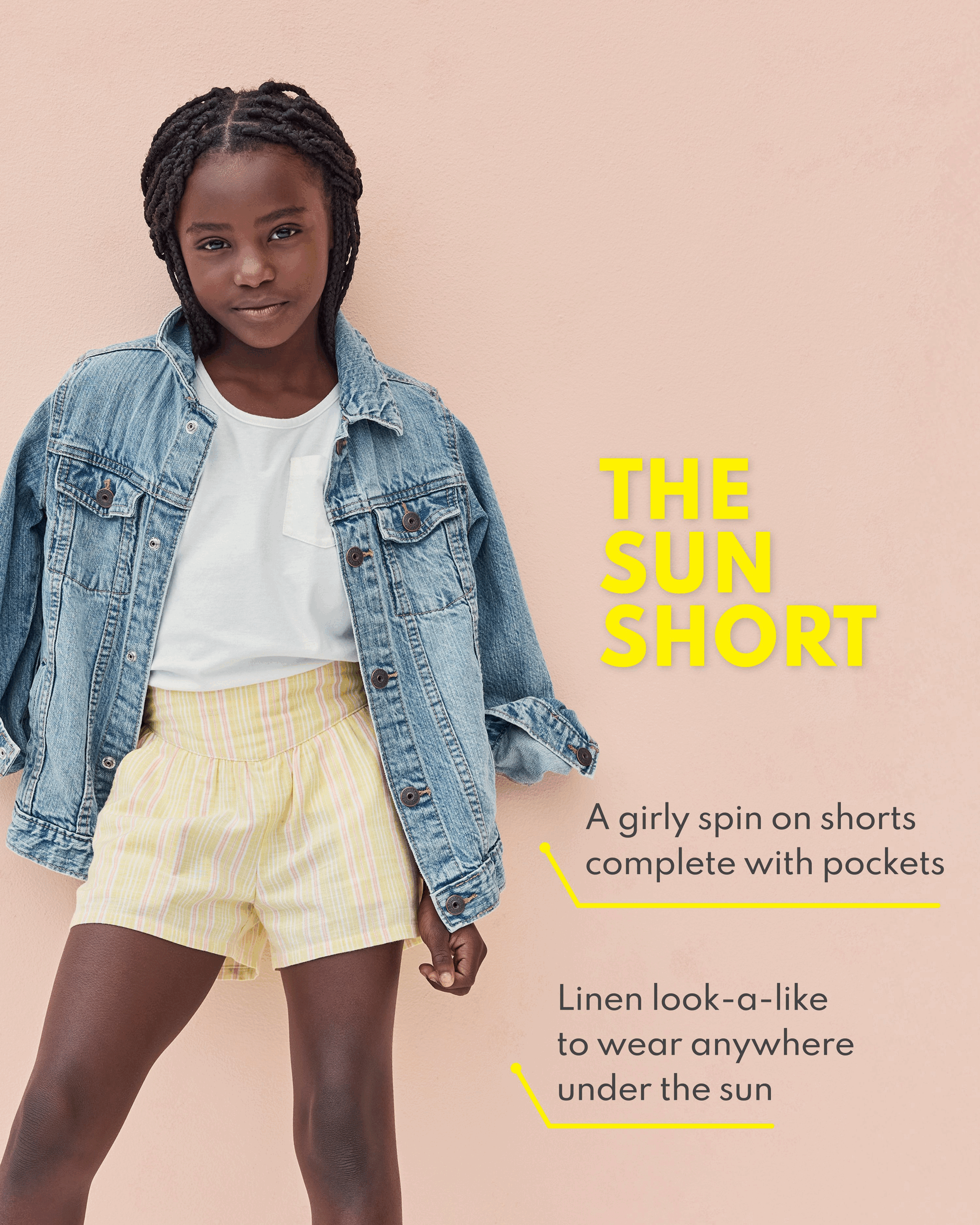 THE SUN SHORT, A girly spin on shorts complete with pockets, Linen look-a-like to wear anywhere under the sun