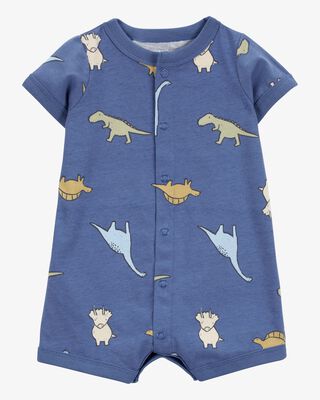 Product image 1 of Baby Dinosaur Print Jersey Short-Sleeve Romper - Blue