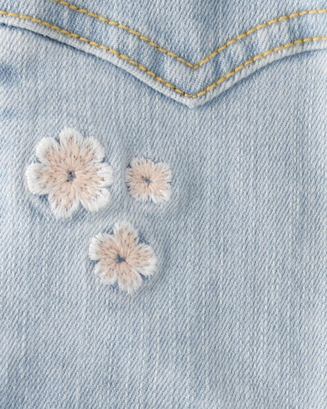 Product image 3 of Baby Girl Flower Embroidered Denim Jacket - Light Wash