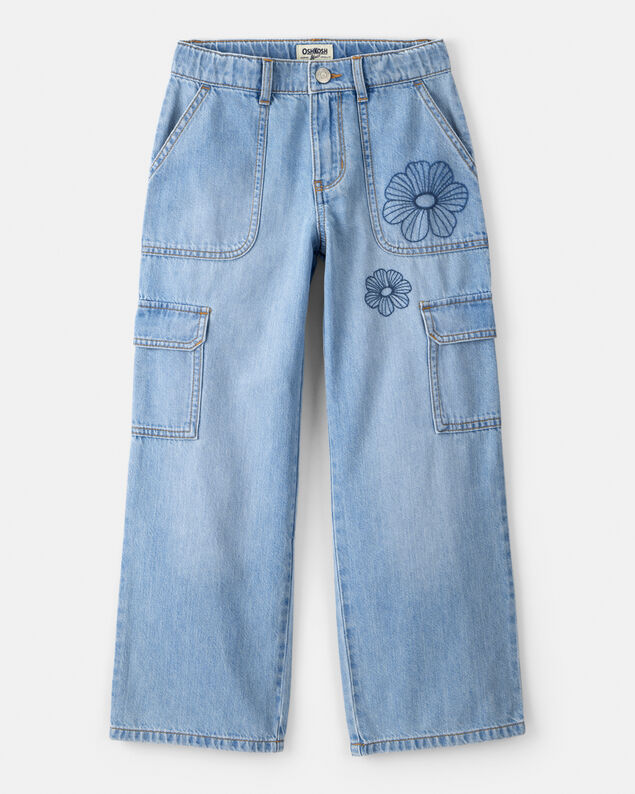 Product image 1 of Girls High-Rise Denim Cargo Jeans - Blue