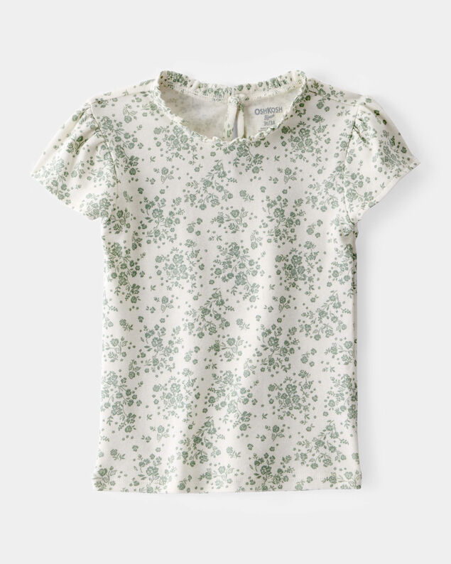 Product image 1 of Toddler Floral Short-Sleeve Fashion Top - Green/White