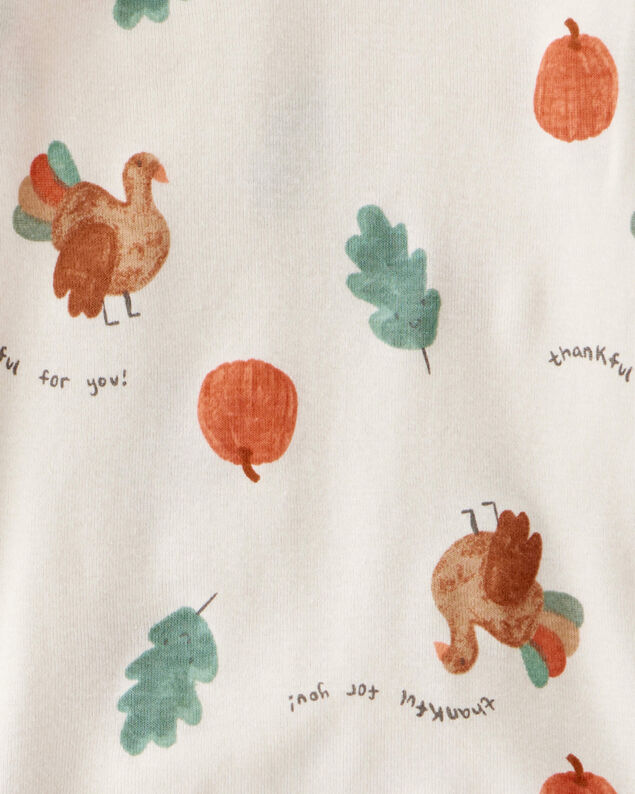 Product image 2 of Toddler Thanksgiving Print 100% Cotton Long-Sleeve 2-Piece Pajamas - White