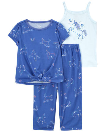 Toddler 3-Piece Unicorn Loose Fit Pajamas