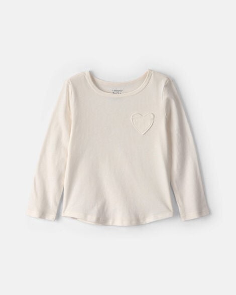 toddler girl heart long-sleeve top - cream
