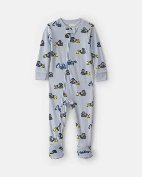 toddler boy 1-piece construction dreamplush snug fit footed pajama - blue