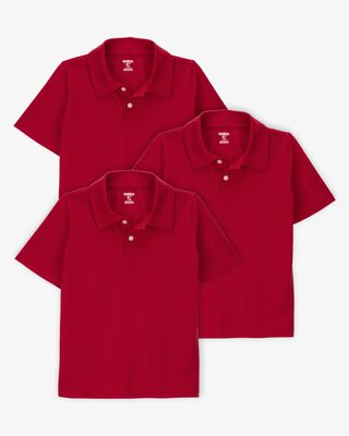 Product image 1 of Kid 3-Pack Pique Uniform Polo Shirts - Red