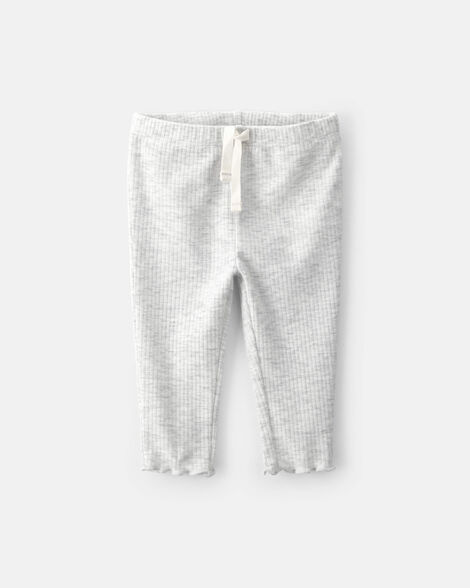 baby girl rib pull-on leggings - grey