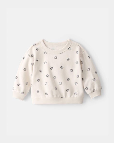 baby soccer french terry pullover sweatshirt - ivory
