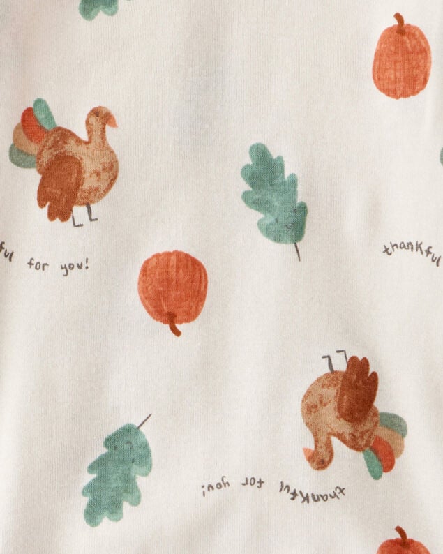 Product image 2 of Toddler Thanksgiving Print 100% Cotton Long-Sleeve 2-Piece Pajamas - White