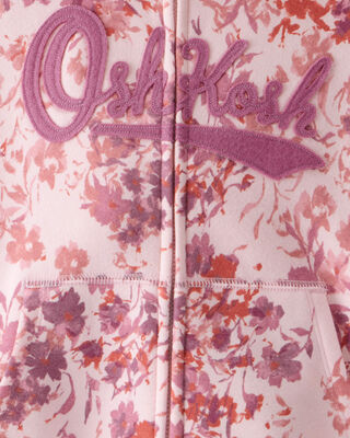 Product image 2 of Kid Floral OshKosh Fleece Logo Zip Jacket - Pink