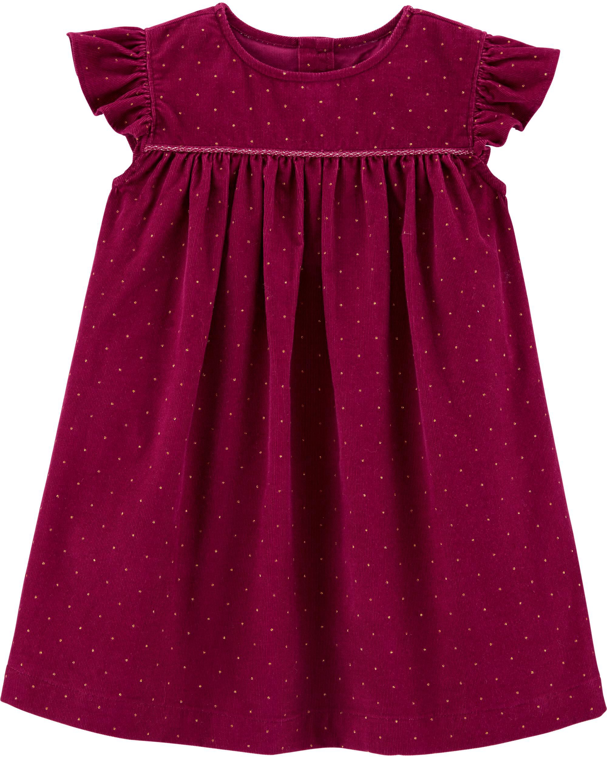 Bow print corduroy holiday dress Clearance