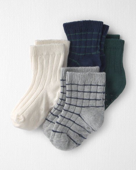 Baby 4-Pack No-Slip Ankle Socks Made with Organic Cotton