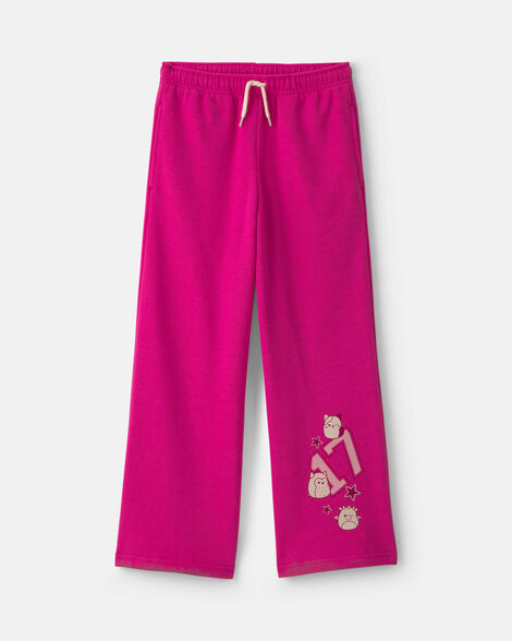 girls squishmallow fleece wide-leg pants - pink