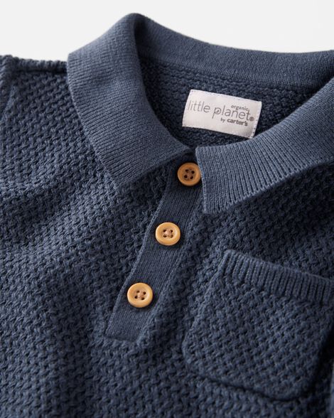  Product image 2 of Toddler Organic Cotton Sweater Knit Polo Shirt