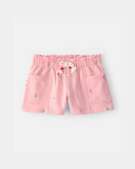 baby girl ice cream french terry shorts - pink