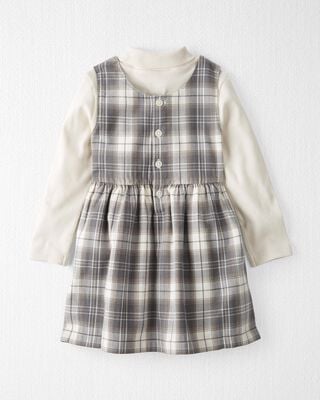 Product image 2 of Toddler 2-Piece Organic Cotton Herringbone Dress Set in Plaid
