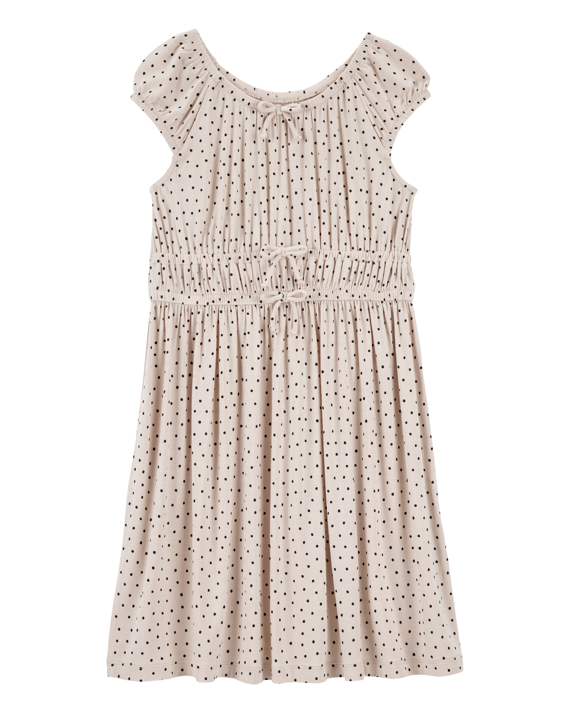 Kid Polka Dot Short-Sleeve Dress - Tan