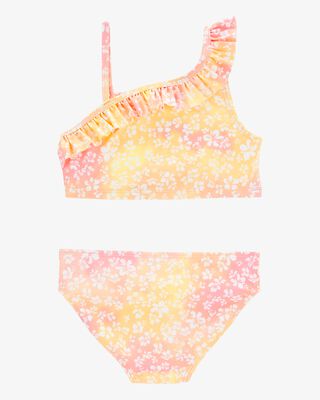 Product image 2 of Kid 2-Piece Ruffle Floral Tie-Dye Swim Set - Pink/Yellow
