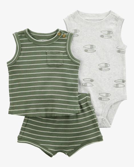 baby boy 3-piece surfboard little short set