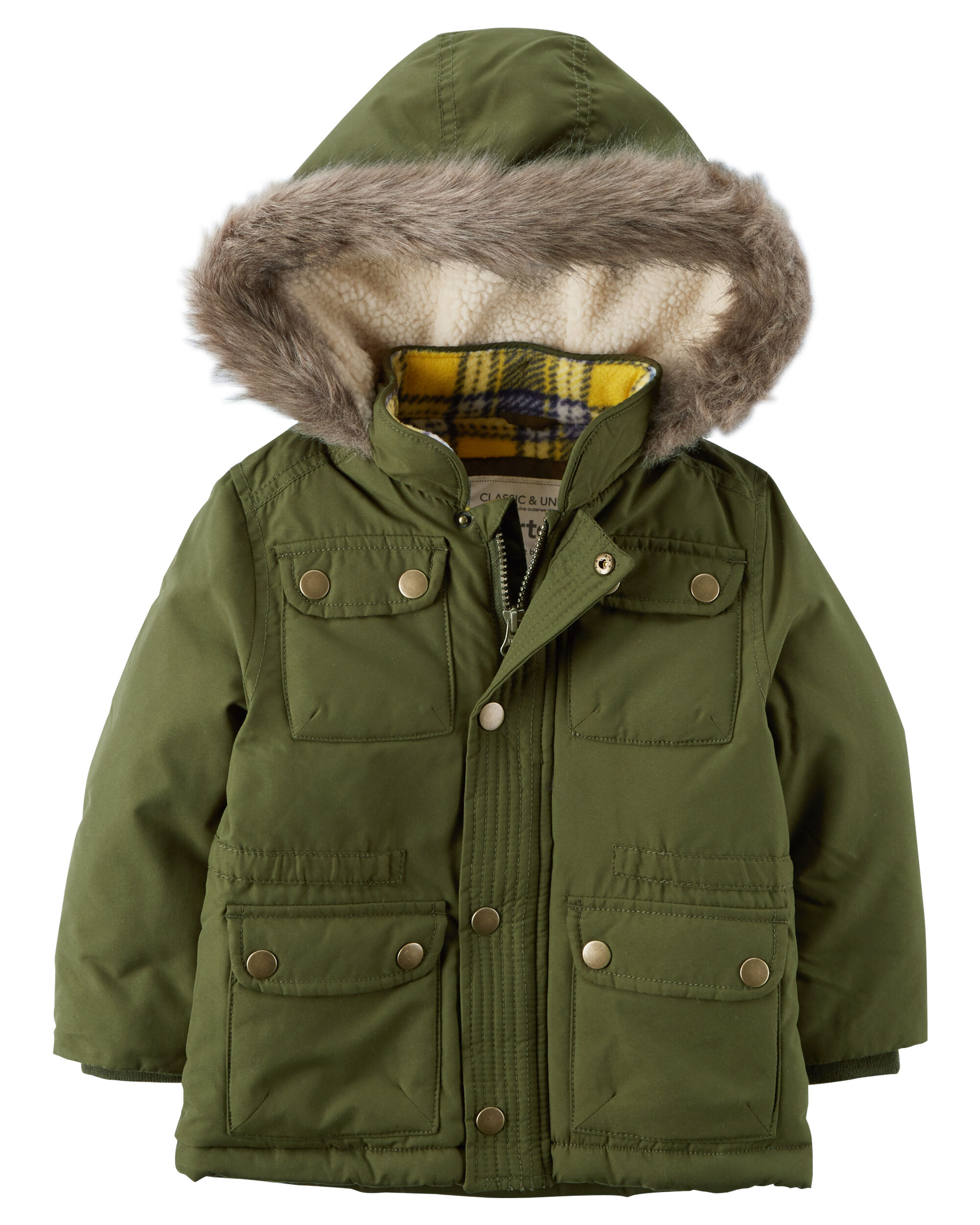 boys fur lined parka