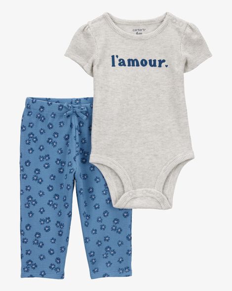  Product image 1 of Baby 2-Piece L'Amour Short-Sleeve Bodysuit Pant Set