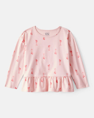 Product image 1 of Toddler Girl Ballet Slippers Long-Sleeve Peplum Top - Pink