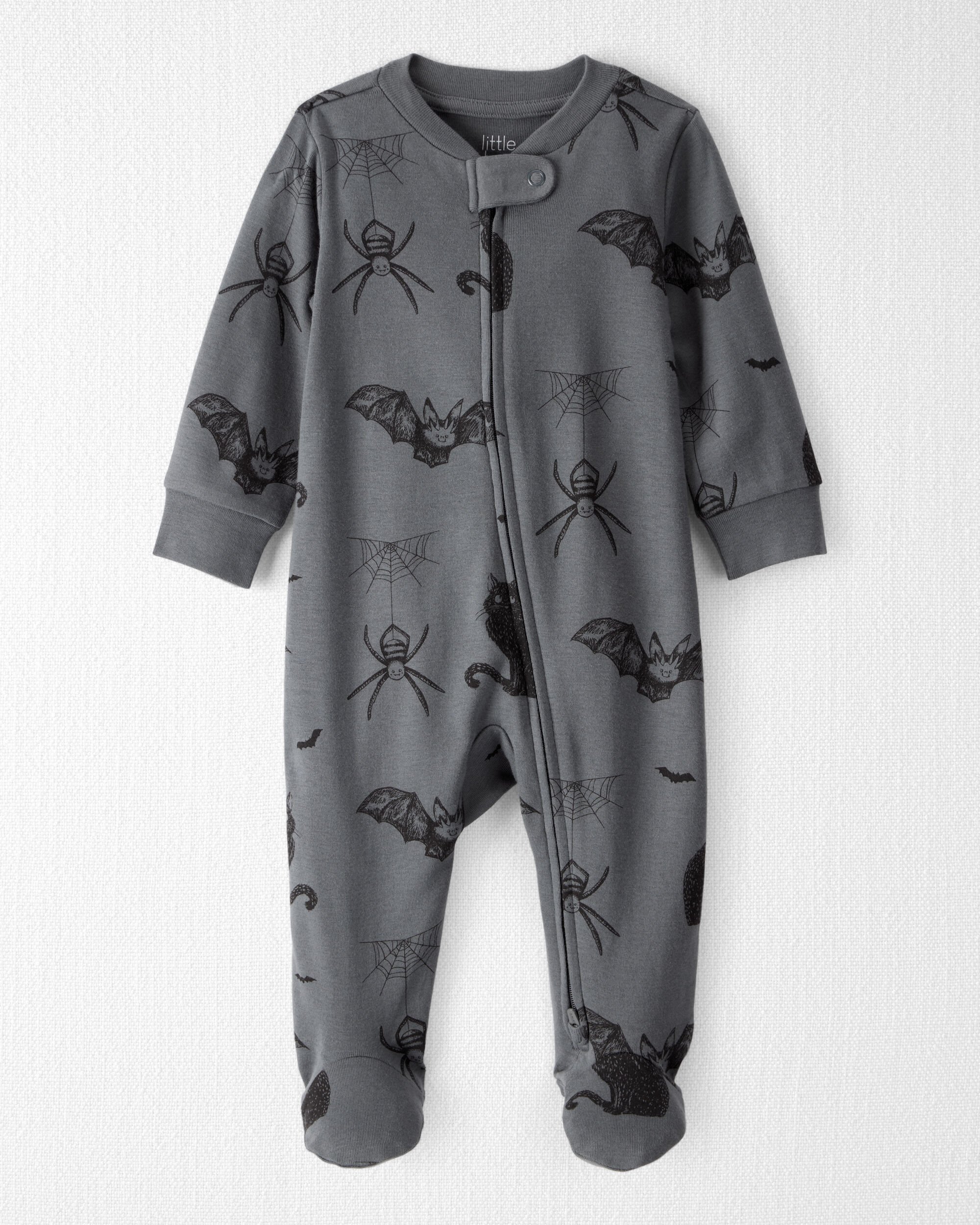 Baby Organic Cotton Sleep & Play Pajamas Spooky Creatures Print