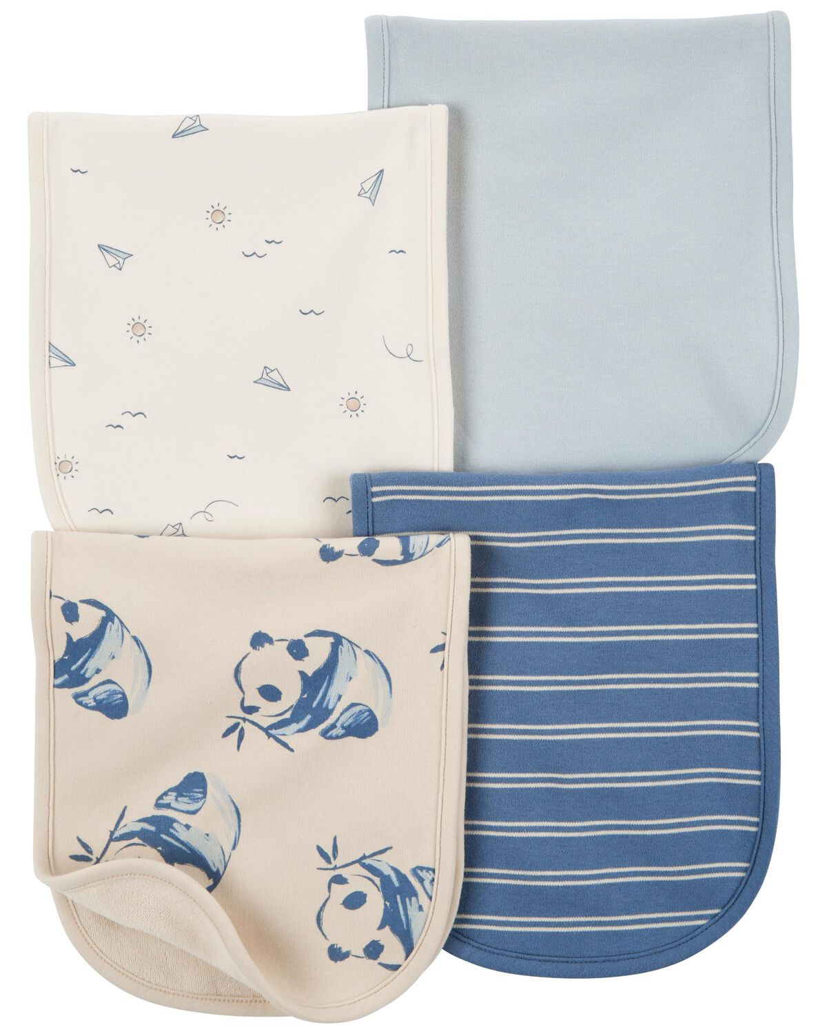 Blue/Ivory Baby 4Pack Burp Cloths