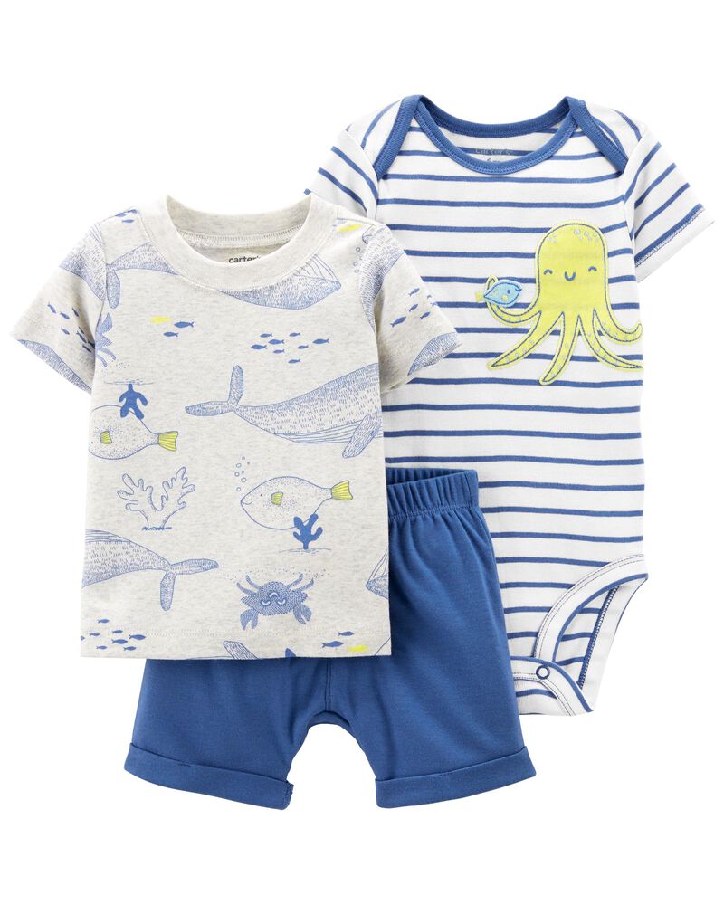 Blue/White Baby 3-Piece Octopus Outfit Set | carters.com
