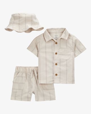 Product image 1 of Baby 3-Piece Striped Little Short & Hat Set