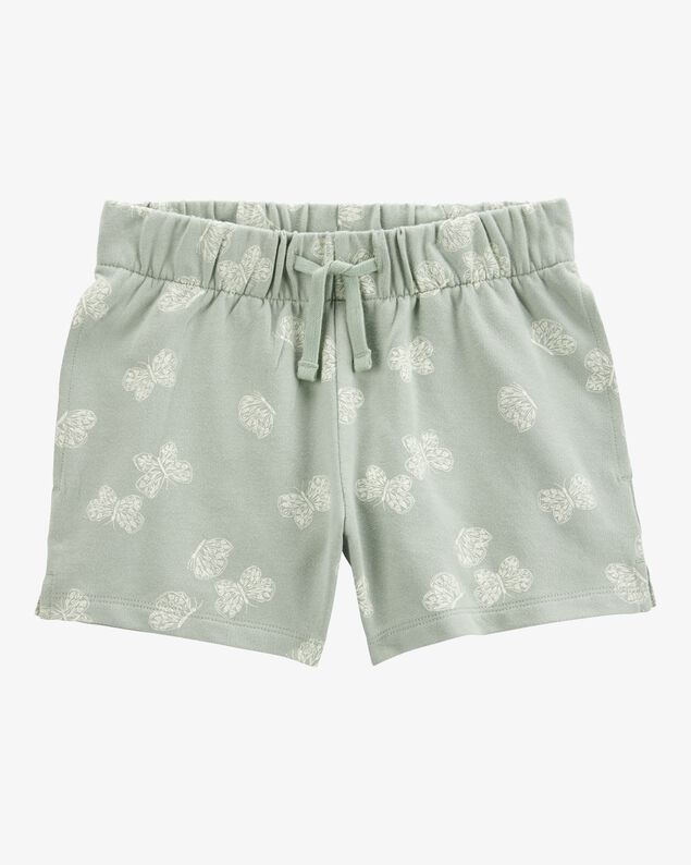 Product image 1 of Kid Butterfly Print Pull-On French Terry Shorts - Green