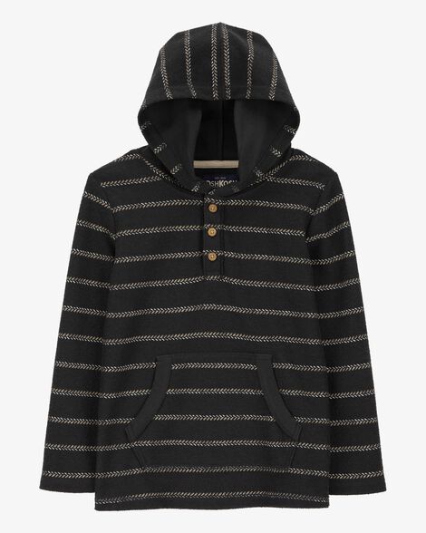  Product image 1 of Kid Long-Sleeve Striped Hooded Pullover - Black