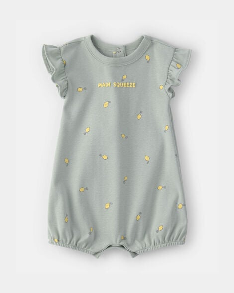 baby girl 'main squeeze' lemon short-sleeve romper - green