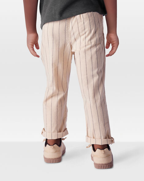 Product image 3 of Toddler Striped Pull-On Cotton Pants - Tan