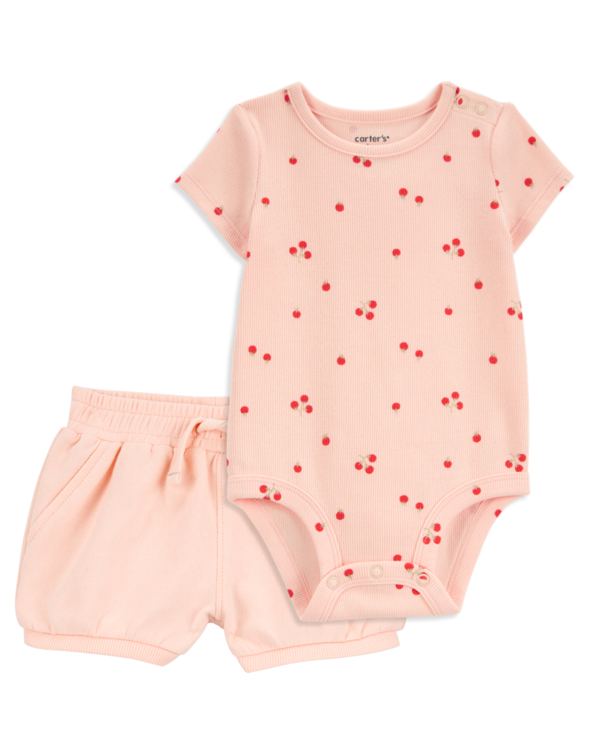 Baby 2-Piece Bodysuit & French Terry Short Set - Pink