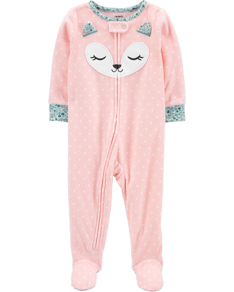 Pink Baby 1-Piece Fox Fleece Footie PJs | carters.com