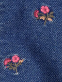 Navy - Baby Floral Denim Embroidery Zip-Up Jacket - Utility Blue Wash, Selected