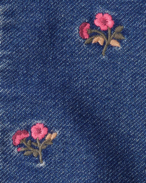  Product image 3 of Baby Floral Denim Embroidery Zip-Up Jacket - Utility Blue Wash