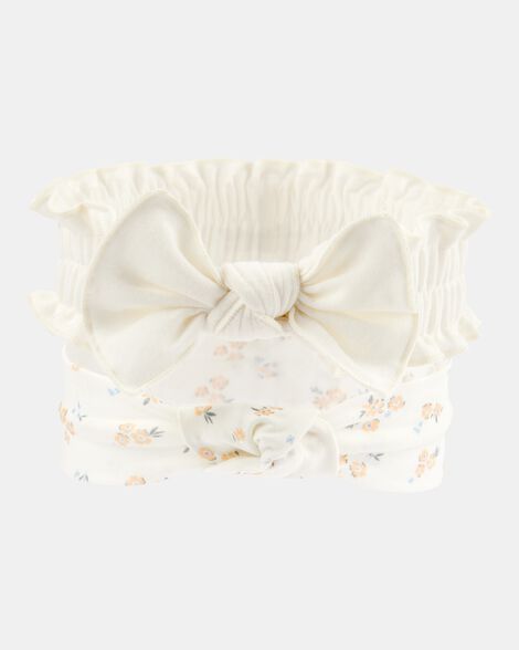 baby girl 2-pack headwraps - white/yellow